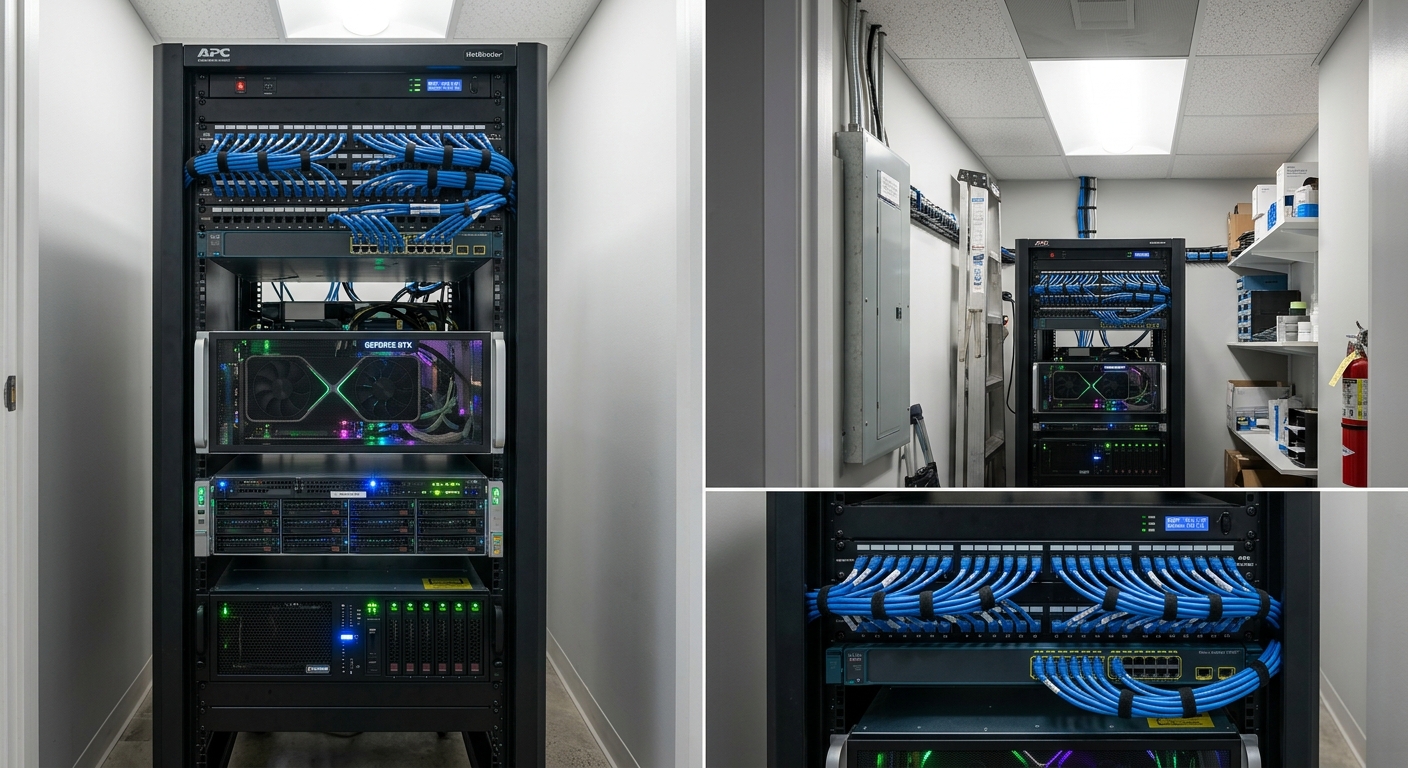A dedicated GPU server rack for local LLM inference.
