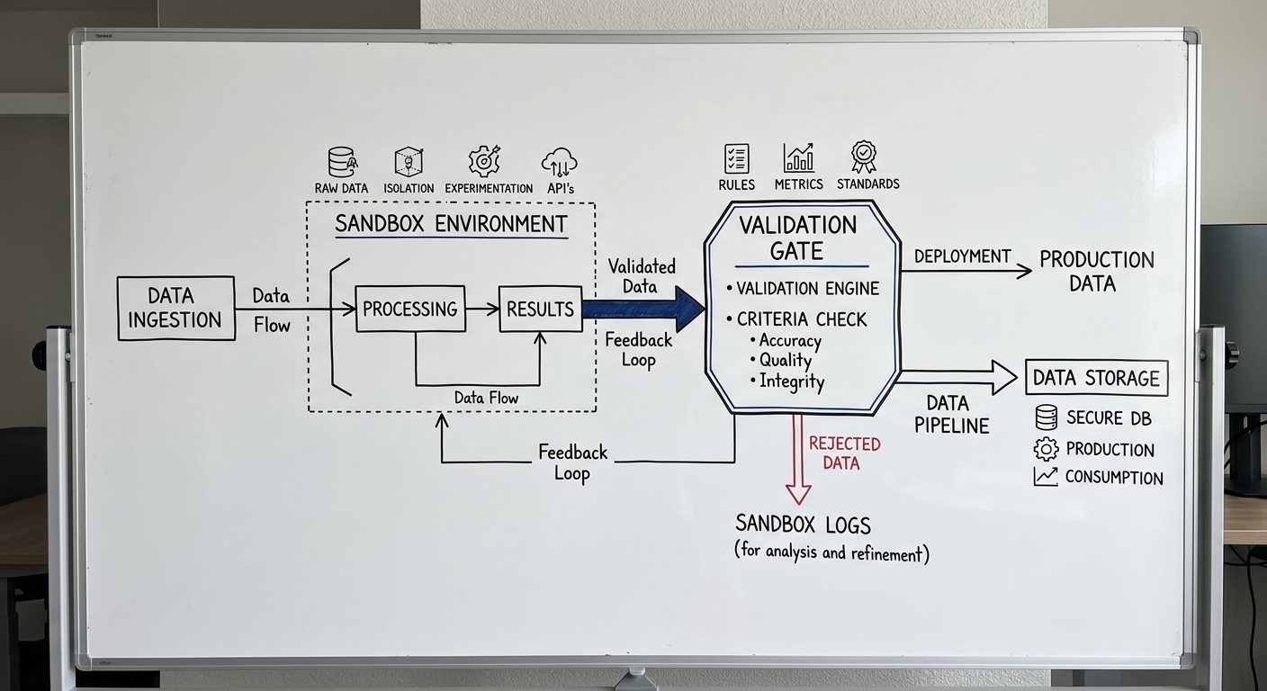 A technical diagram of an AI code validation pipeline