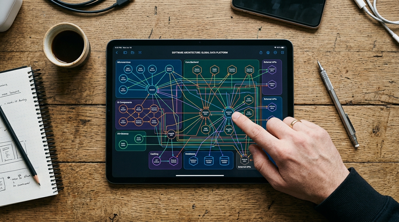 Dependency graph on a tablet screen