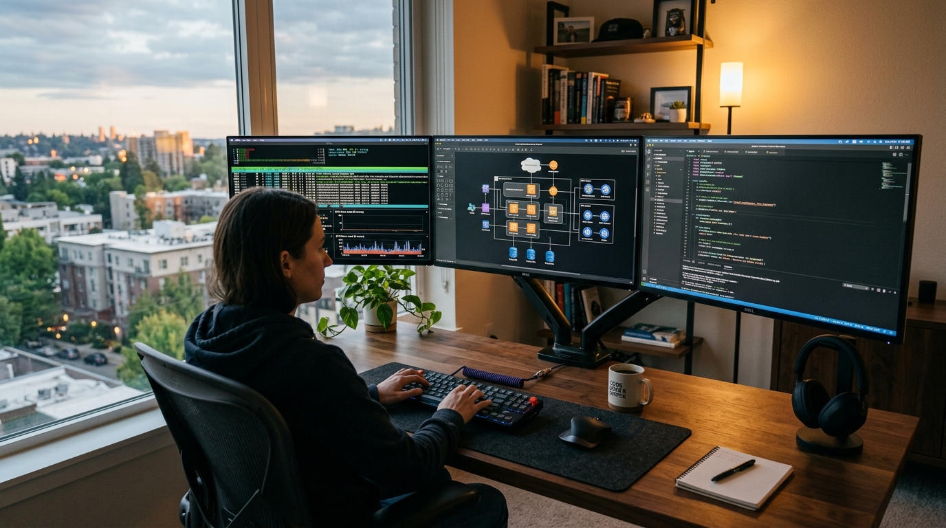 Developer workstation with performance monitoring tools