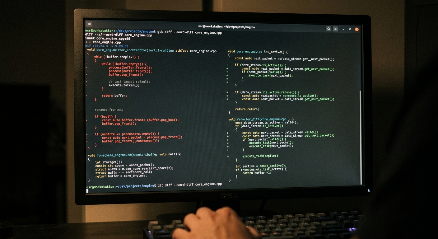 Git diff on a computer screen