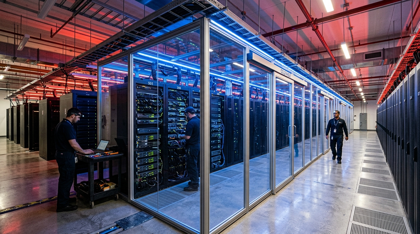 Modern data center server racks