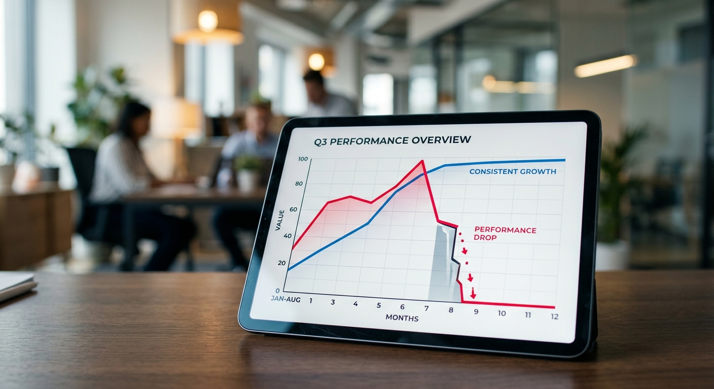 Retention curve comparison graph on a tablet