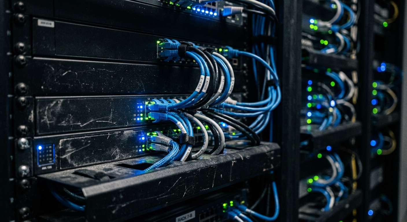 Server rack lights in a data center