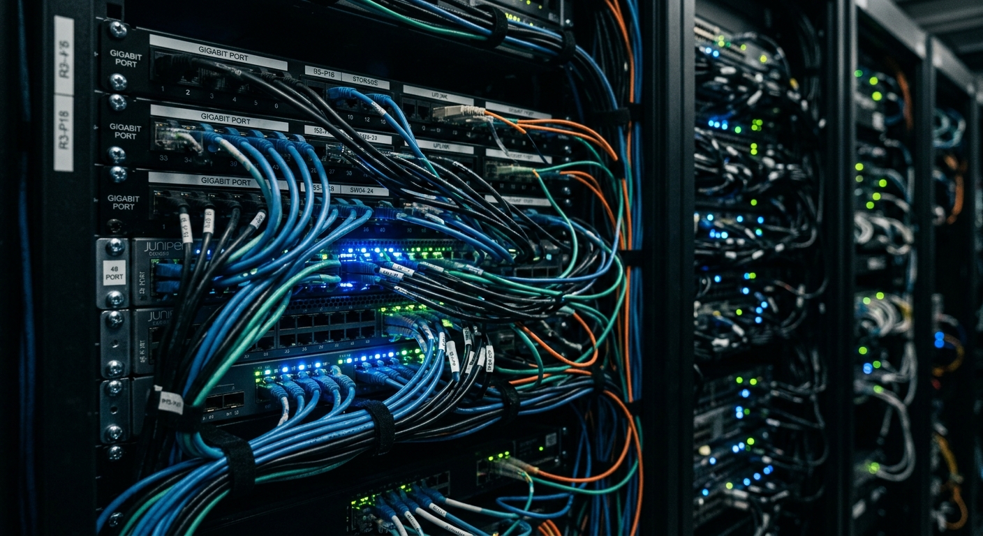 Server rack representing large scale data and codebases