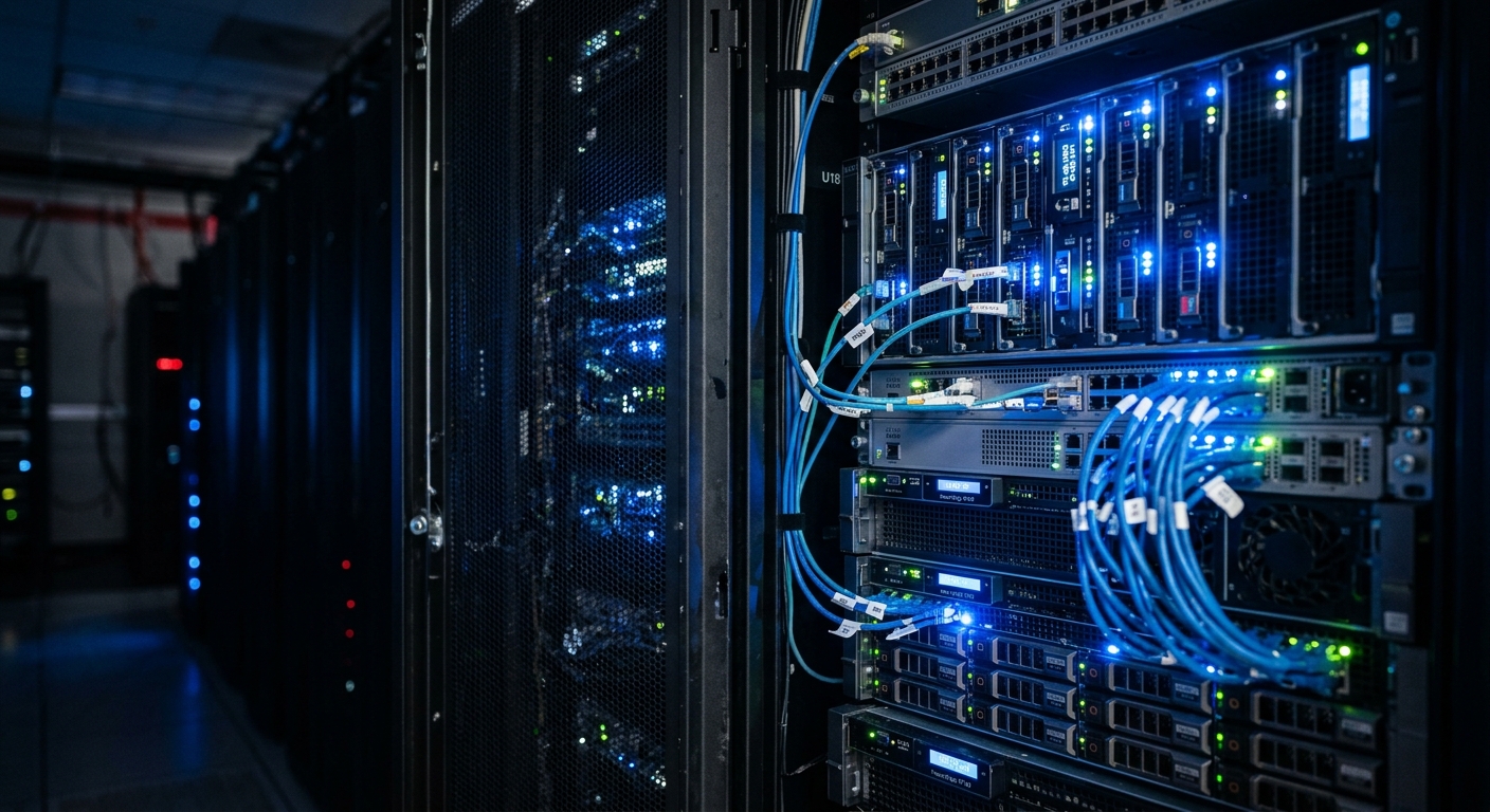 Server racks representing the infrastructure layer of AI email marketing.